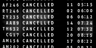 3D动画生成，模拟航班信息显示板显示所有航班取消