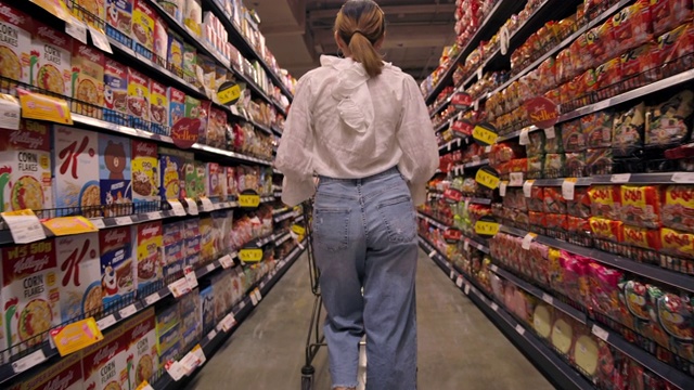 亚洲囤积女性在超市购物