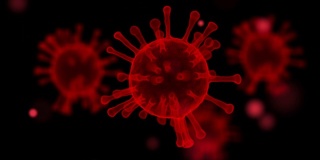 细菌冠状病毒Covid-19在红细胞和轻运动。病毒背景3d渲染