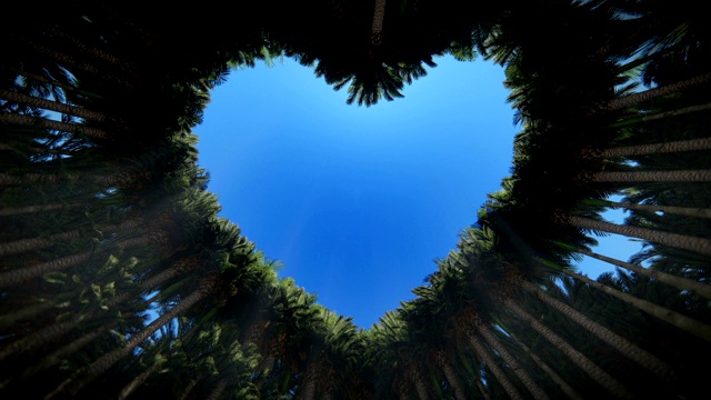 透过棕榈树的心脏向上看，Luma哑光附加，高清
