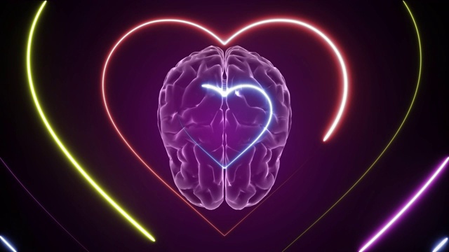 心脏脉搏和大脑动画3d。医学和科学。心跳的背景。