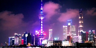 2019年9月11日，第二届中国进口博览会灯光秀，上海夜景视频。陆家嘴(外滩)景观