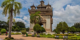 老挝的万象寺庙和街道