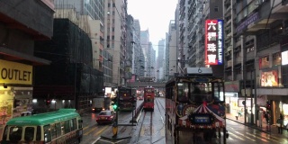 雨天香港电车之旅-湾仔电缆网