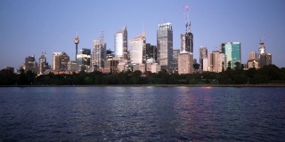 高清视频悉尼，澳大利亚天际线在黄昏