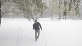 一个DOP在下雪的冬天拍摄的照片视频素材模板下载