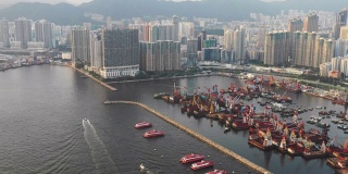aerial  View Container Cargo freight ship Terminal in Hong Kong