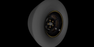 轮胎驱动动画。毛圈。包括α镜头。