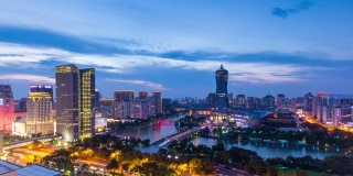 杭州城市天际线的高角度视图