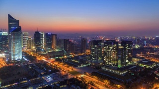 日日夜夜时光流逝，杭州钱江新城天际线视频素材模板下载