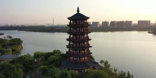 中国东莞华阳湖湿地公园航拍照片