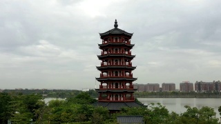 中国东莞华阳湖湿地公园航拍照片视频素材模板下载