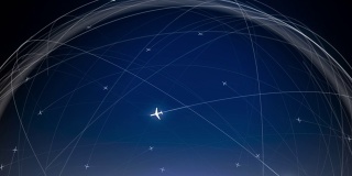 空中交通全球网络视觉效果动画，HUD -图形用户界面