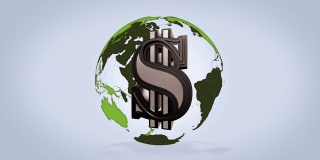 金钱使世界旋转-美元和行星动画