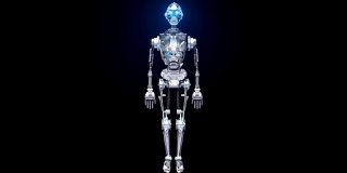 制造3D仿人机器人身体，扫描身体。人工智能，4k动画。