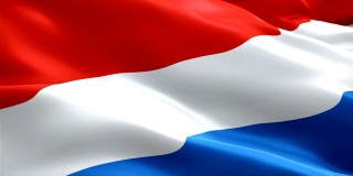 荷兰岛旗Motion Loop视频在风中飘扬。现实的荷兰旗背景。荷兰国旗循环特写1080p全高清1920X1080镜头。荷兰欧洲国家的旗帜录像的电影，新闻
