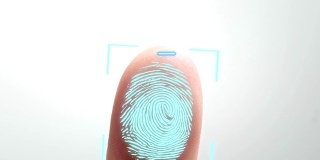 用手指触摸购物。ID指纹扫描接入图标。触摸屏。数字程序和指纹生物识别的监视和安全扫描的概念。生物识别技术的身份验证。