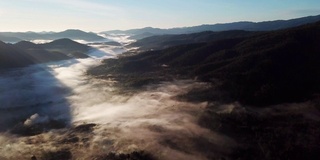 山景鸟瞰图和日出的天空