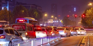夜光长沙市中心交通街道道路全景时间间隔4k中国