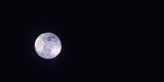 完整凉爽的蓝色月亮转向黑色的天空