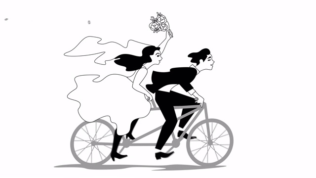 新郎新娘双人骑的动画