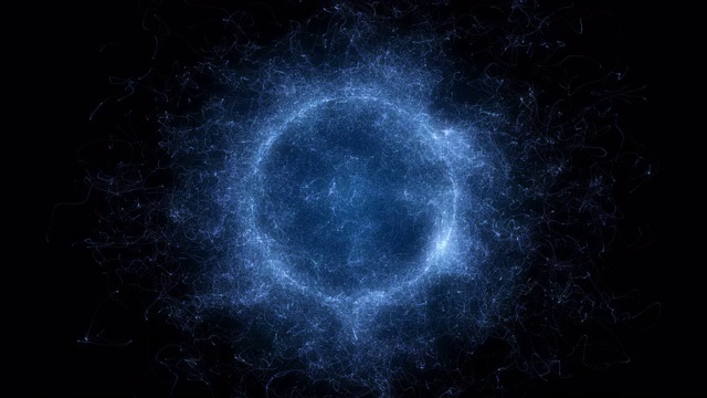 蓝色等离子球粒子分形动画图形背景