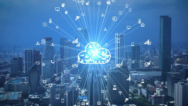 云计算的概念。智能城市。通信网络。