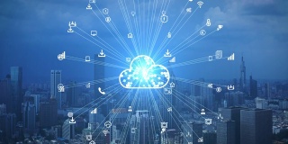 云计算的概念。智能城市。通信网络。