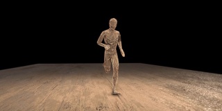 3D奔跑的人循环木材