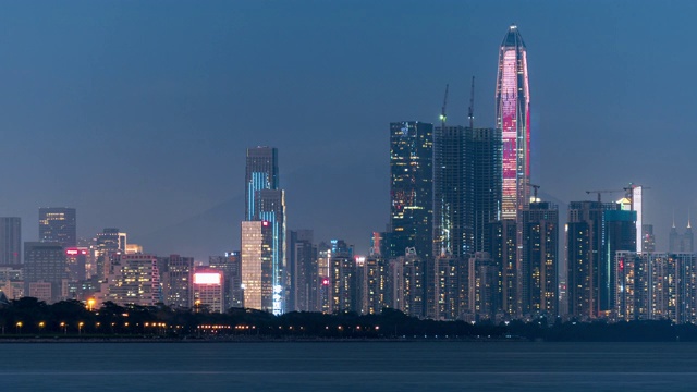 T/L LS ZI Shenzhen PAFC skyline from dusk to night /中国深圳