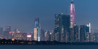 T/L LS ZI Shenzhen PAFC skyline from dusk to night /中国深圳