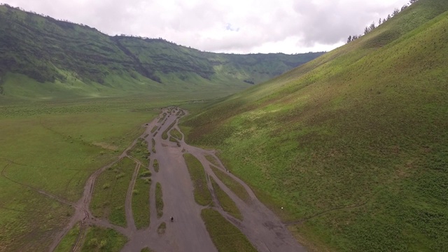 鸟瞰图，草原，Bromo tenger国家公园