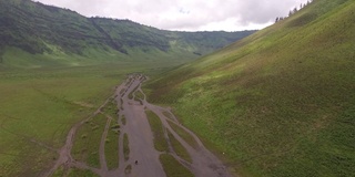 鸟瞰图，草原，Bromo tenger国家公园