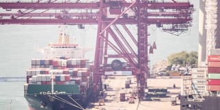 延时:在香港青衣港口货柜港口装卸货柜货物至货船