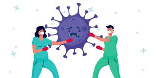 医生与新型冠状病毒抗争