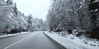 在冬天雪地里驾驶- 4k帧率60fps