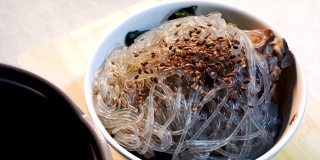 韩国食用马铃薯淀粉面条玻璃纸中加入亚麻籽
