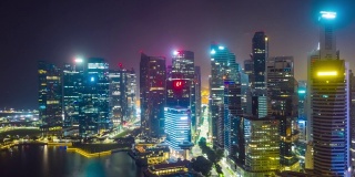 新加坡- 2月2日:2020年2月2日，新加坡市中心海湾，用无人机拍摄的新加坡商业区和城市。