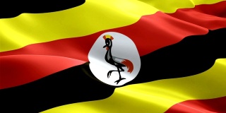 乌干达挥舞着国旗。乌干达国旗飘扬。乌干达标志的无缝循环动画。乌干达旗帜高清分辨率背景。乌干达旗特写1080p全高清视频演示