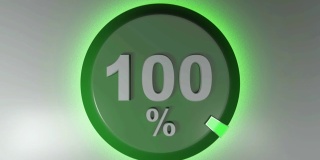 100%绿色圆形标志与旋转光标- 3D渲染视频剪辑