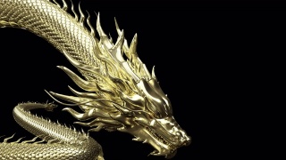 3D动画黄金中国龙移动慢目标在地板上3D渲染动画包括alpha路径。视频素材模板下载
