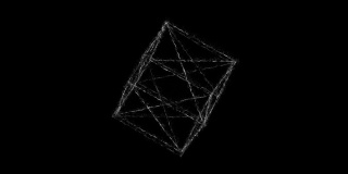 全息图的一个旋转几何形状，4K动画黑白三维可循环。