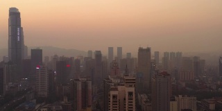 日落时分长沙市区交通航拍4k中国全景图