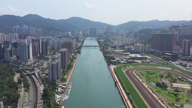 城门水塘鸟瞰图，白天