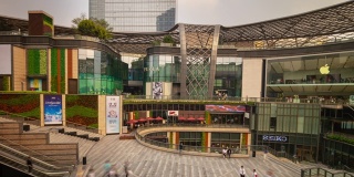 广州城市白天时间著名的中心商场外部广场时光全景4k中国