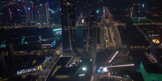夜光南京国际青年文化中心交通广场航拍全景4k中国