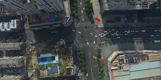 晴天南京城市交通街道十字路口高空俯仰全景4k中国