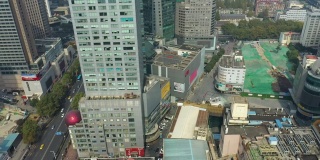 晴天南京城市交通街道十字路口高空俯仰全景4k中国