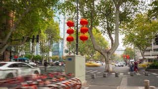 南京城市白天时间交通街道边时间推移全景4k中国视频素材模板下载