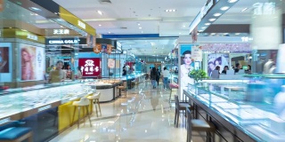 南京市中心著名购物中心步行街延时全景4k中国